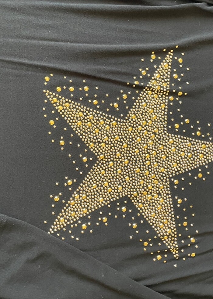 Favori Collection siyah önü sarı kabartma taşlı uzun kollu bluz  - Görsel 2