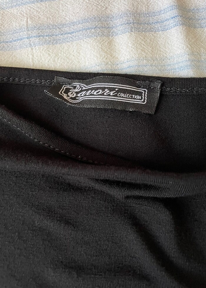 Favori Collection siyah önü sarı kabartma taşlı uzun kollu bluz  - Görsel 5