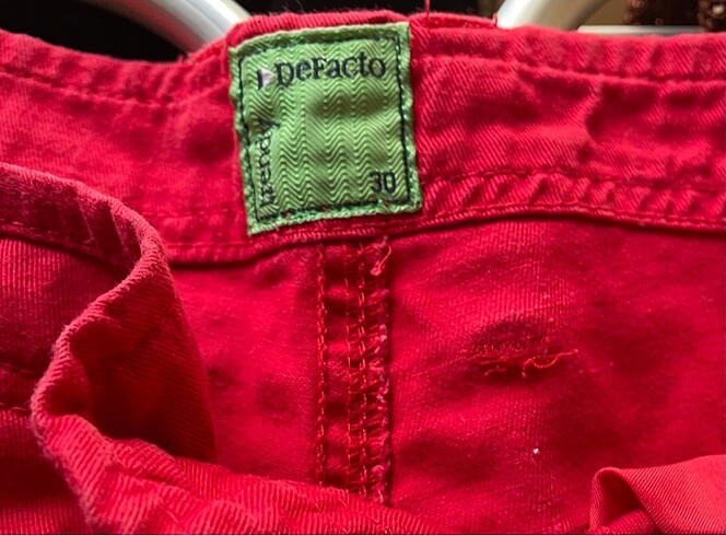 Defacto 30 beden Kırmızı Bermuda - Görsel 2