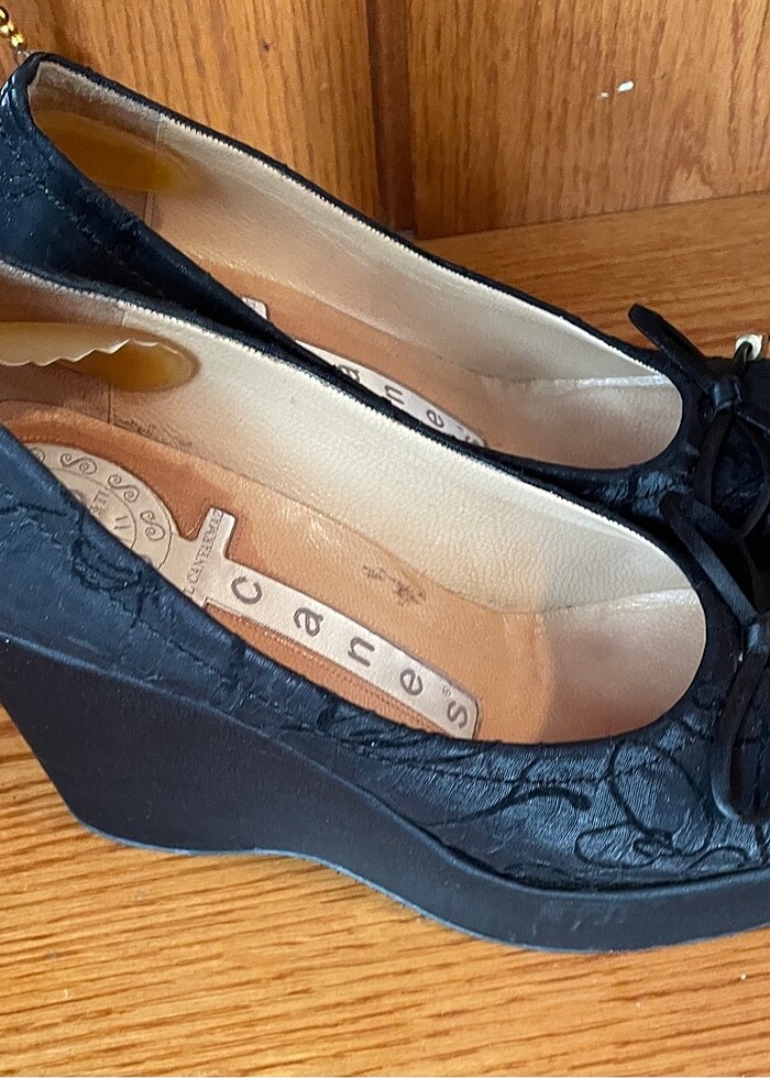 Siyah Dantelli Özel Şık Dolgu topuk  37 numara ayakkabı - Görsel 2