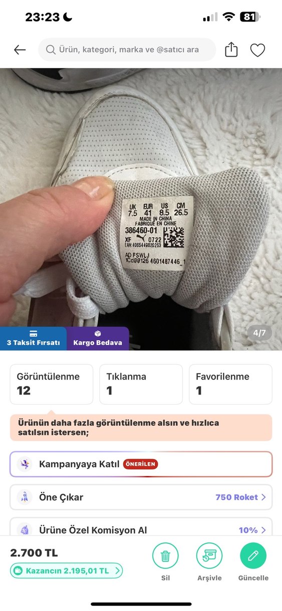 Orjinal Beyaz Gri  Platform Sneakers - Görsel 3