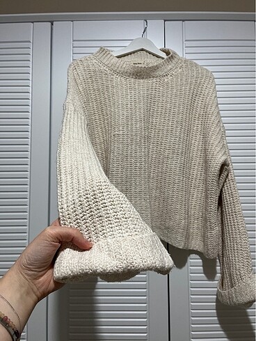 Zara Krem oversize örgü kazak