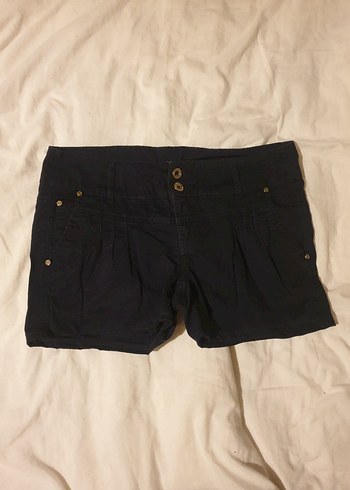 Düğmeli lacivert y2k şort - Görsel 2