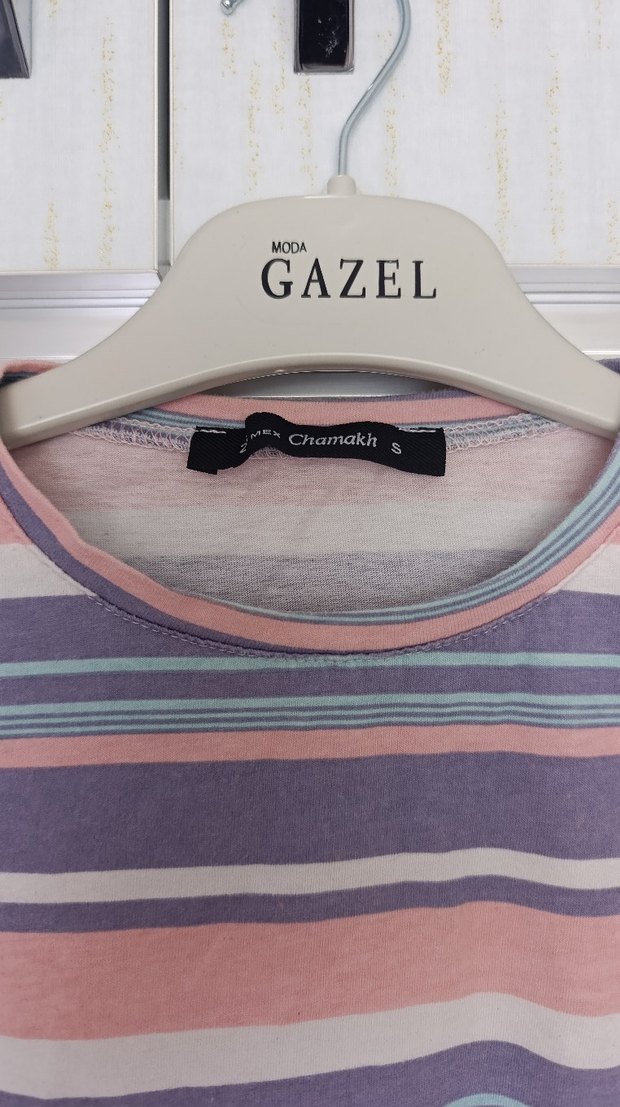 Kadın Renkli Kısa Kollu Crop Top - Görsel 3