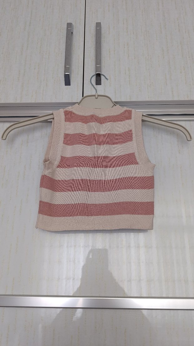 Çizgili Triko Kolsuz Crop - Görsel 2