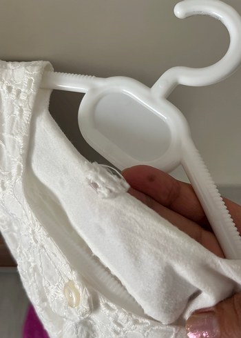 Kız Çocuk Beyaz Nakışlı Pamuklu Elbise - Görsel 6