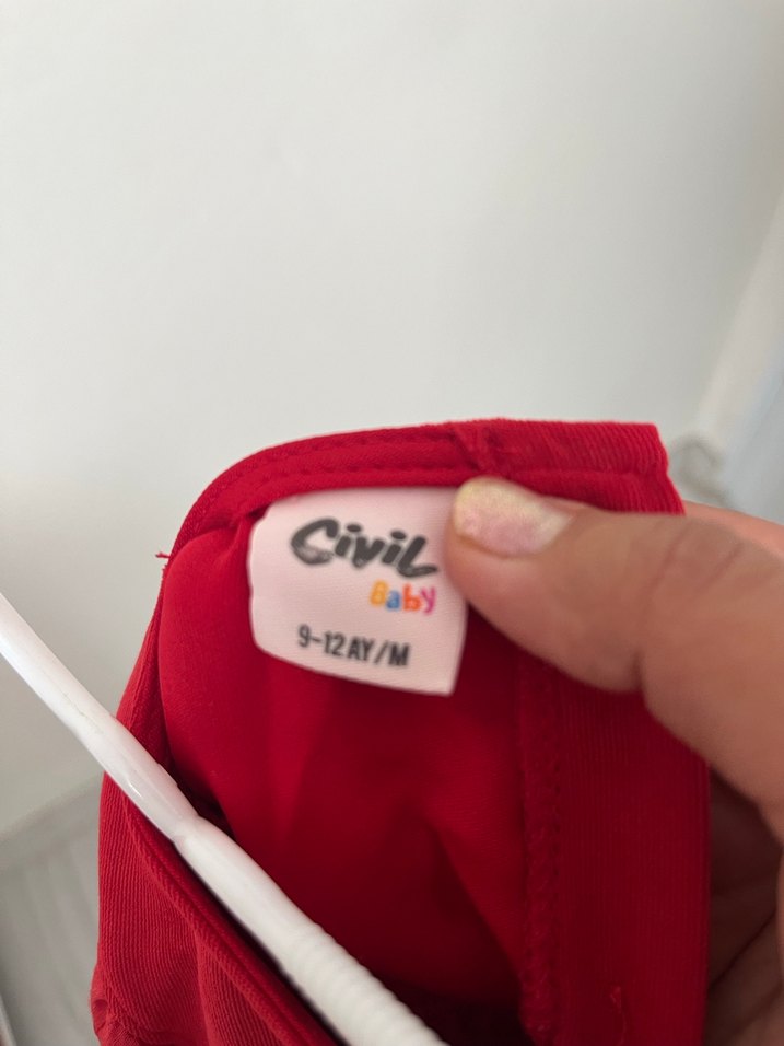 Kız Çocuk Kırmızı Süet Fırfırlı Elbise - Görsel 4