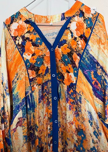 Renkli Batik Desenli Uzun Bohem Elbise - Görsel 2