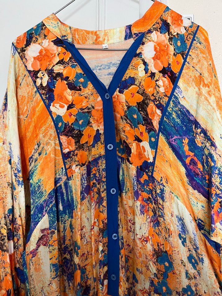 Renkli Batik Desenli Uzun Bohem Elbise - Görsel 2