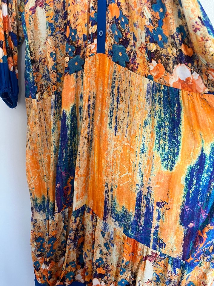 Renkli Batik Desenli Uzun Bohem Elbise - Görsel 5