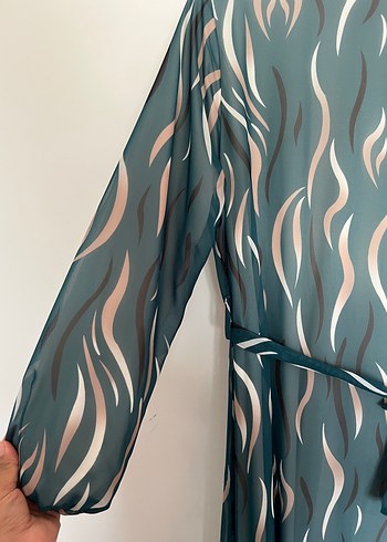 Yeşil Bağlamalı Uzun Bohem Elbise - Görsel 3