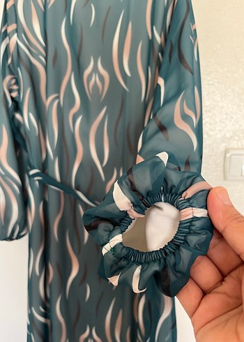 Yeşil Bağlamalı Uzun Bohem Elbise - Görsel 7