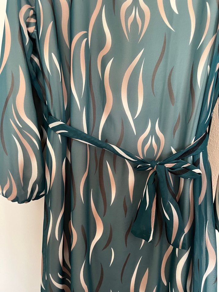 Yeşil Bağlamalı Uzun Bohem Elbise - Görsel 4