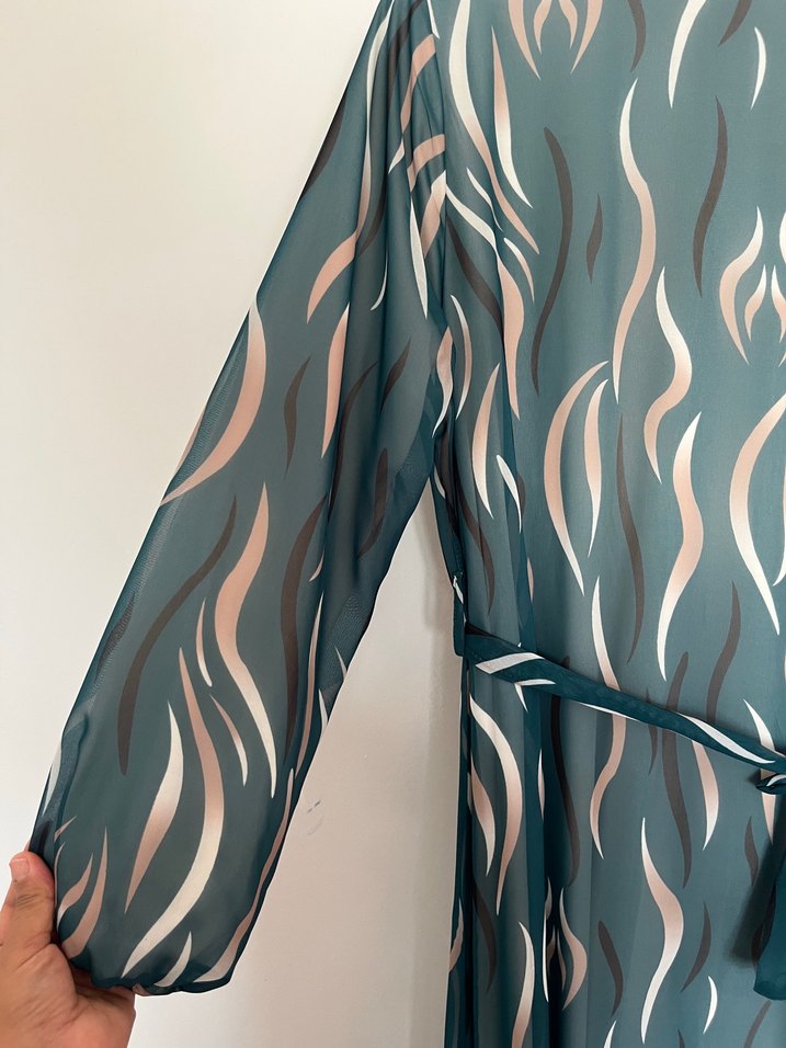 Yeşil Bağlamalı Uzun Bohem Elbise - Görsel 3