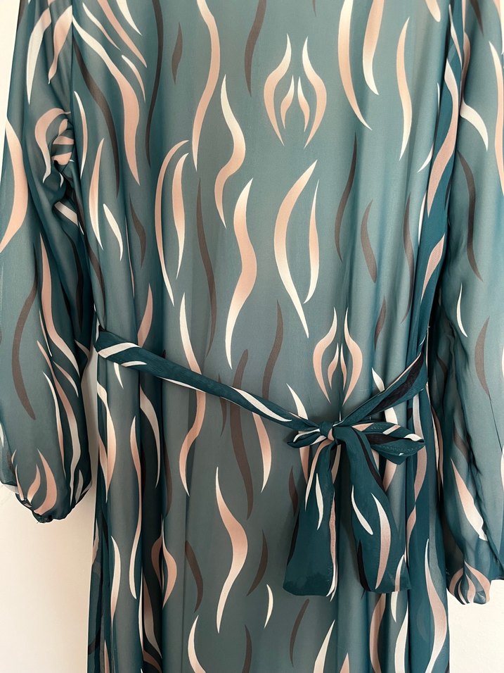 Yeşil Bağlamalı Uzun Bohem Elbise - Görsel 2