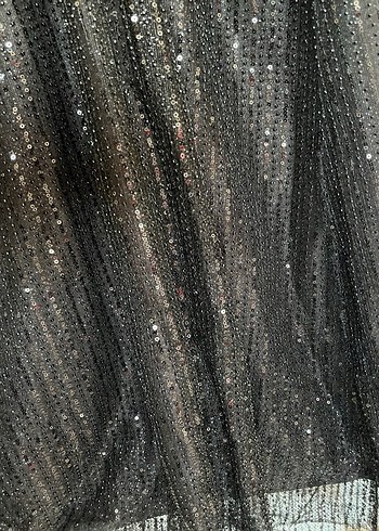 Uzun Kol Pullu Siyah Abiye Elbise - Görsel 8