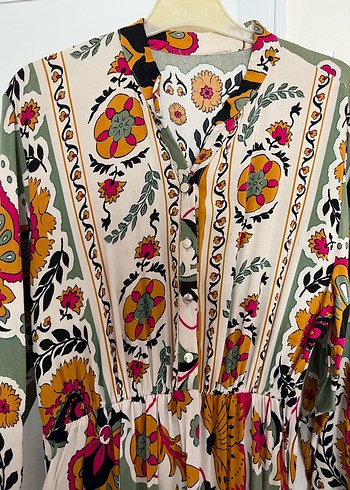 Renkli Bohem Uzun Kadın Elbisesi - Görsel 3