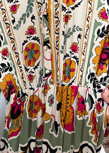 Renkli Bohem Uzun Kadın Elbisesi - Görsel 4