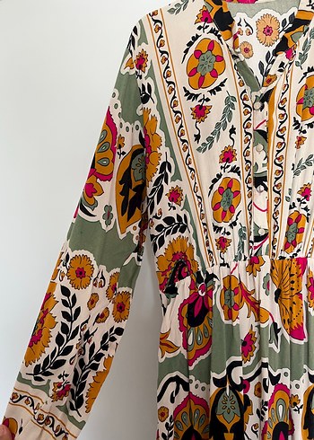 Renkli Bohem Uzun Kadın Elbisesi - Görsel 2