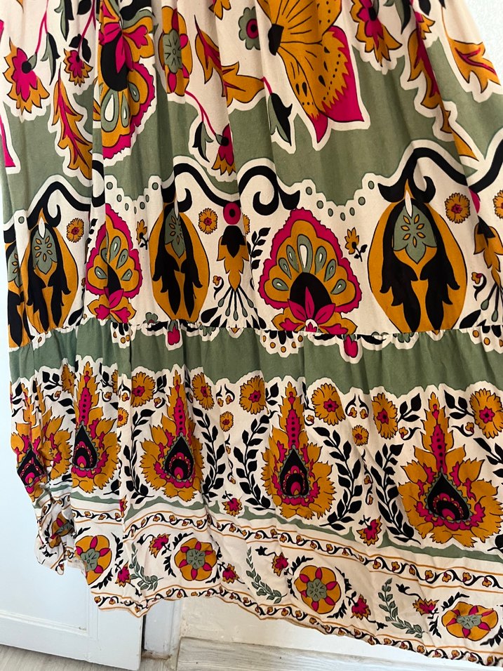 Renkli Bohem Uzun Kadın Elbisesi - Görsel 5