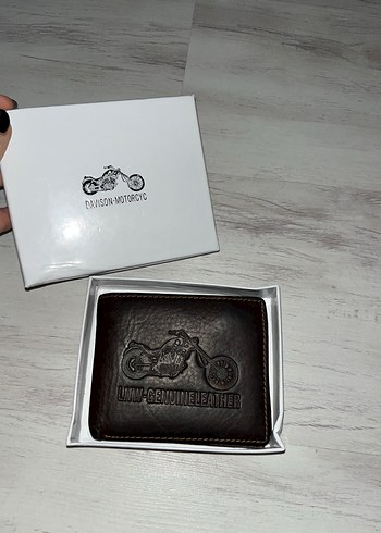 Harley Davidson Koyu Kahverengi Deri Baskili Kisa Cuzdan