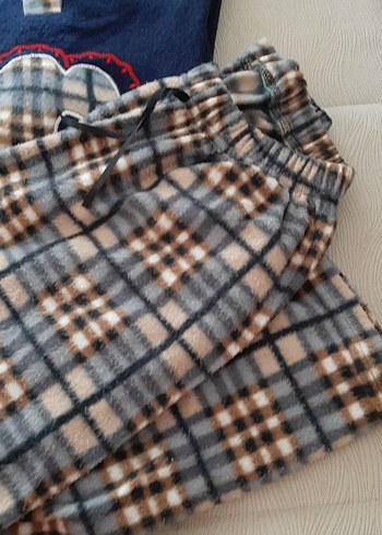 Trendyol & Milla Düğmeli Lacivert Kareli kadın polar Pijama Takımı