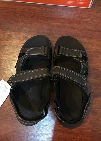 Erkek Siyah Cırt Cırtlı sandalet - Görsel 3