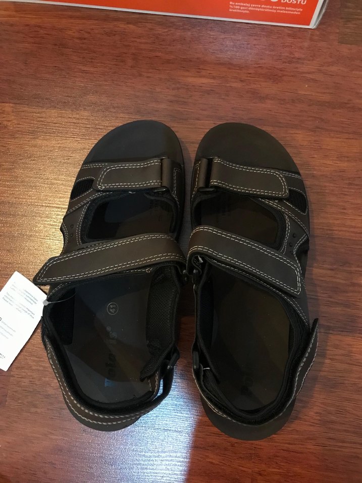 Erkek Siyah Cırt Cırtlı sandalet - Görsel 3