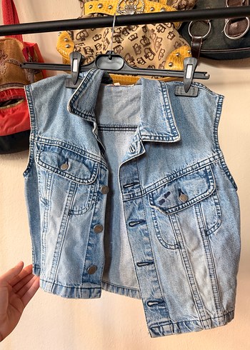 Kadın Mavi Denim Kolsuz Düğmeli Yelek - Görsel 5