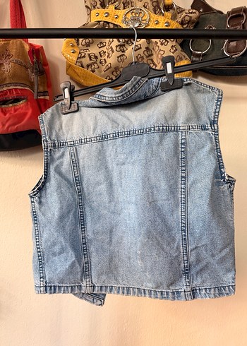 Kadın Mavi Denim Kolsuz Düğmeli Yelek - Görsel 6