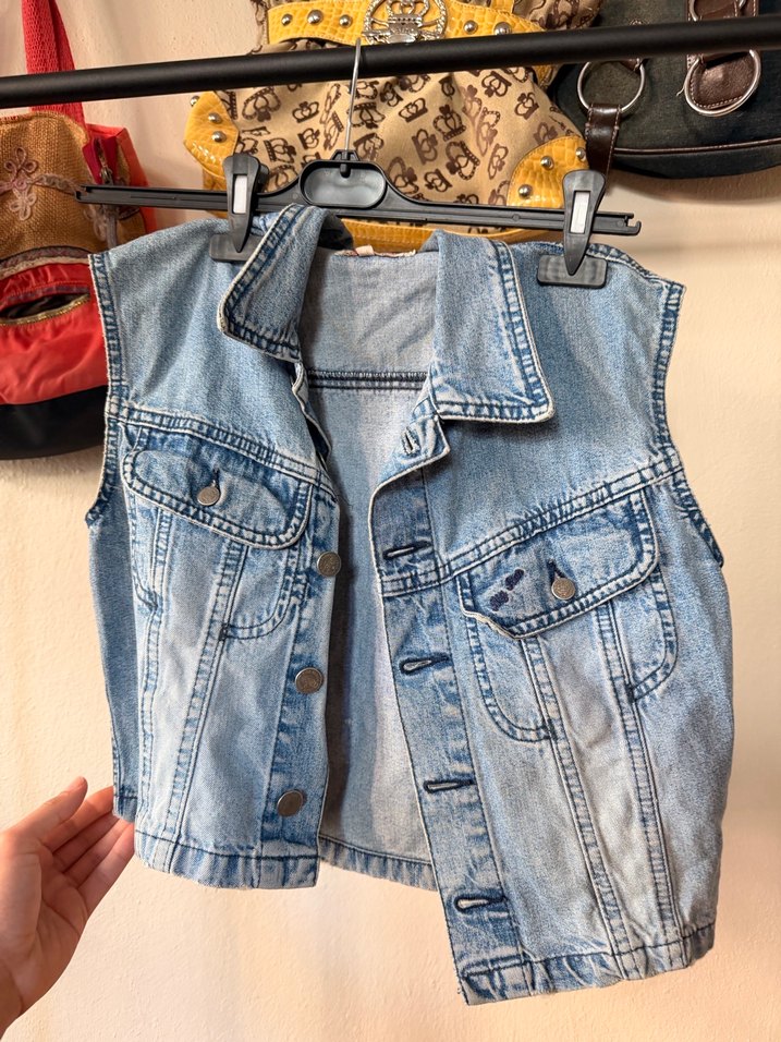 Kadın Mavi Denim Kolsuz Düğmeli Yelek - Görsel 5