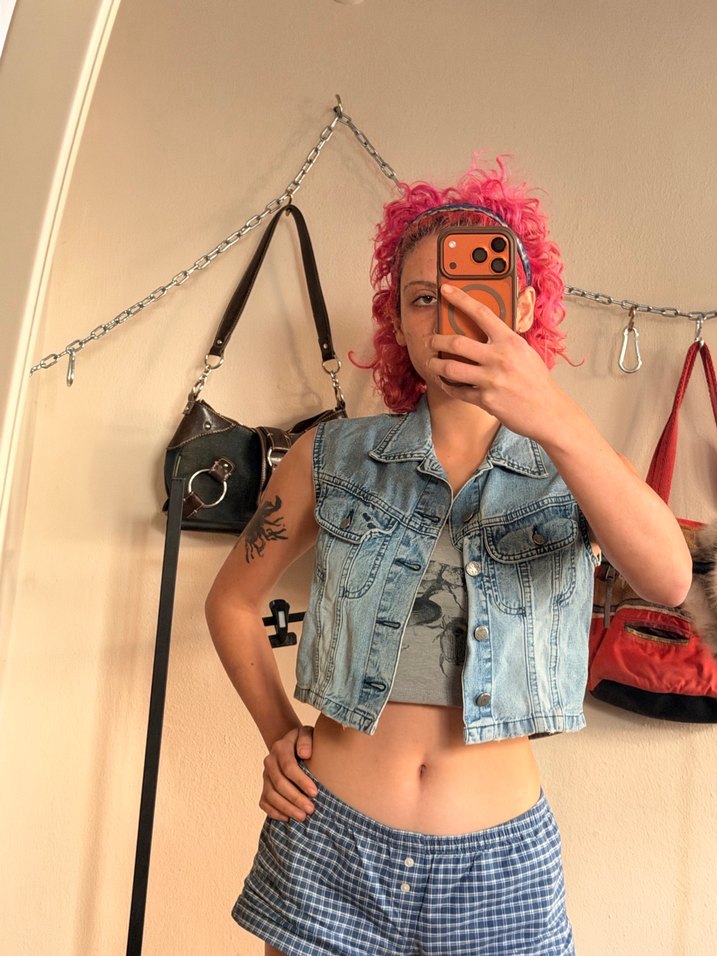 Kadın Mavi Denim Kolsuz Düğmeli Yelek - Görsel 2