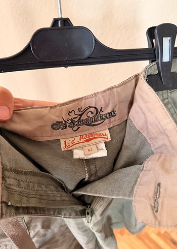 Gri Kamuflaj Desenli Kadın Mini Denim Şort - Görsel 4