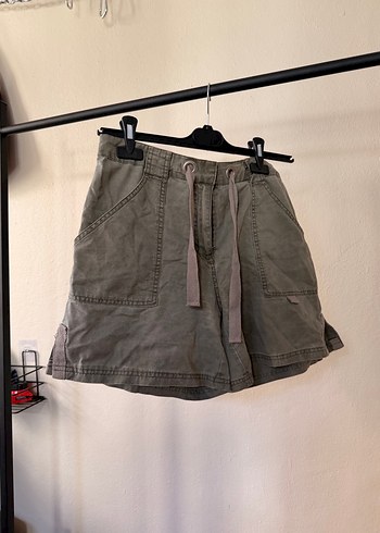 Gri Kamuflaj Desenli Kadın Mini Denim Şort - Görsel 5