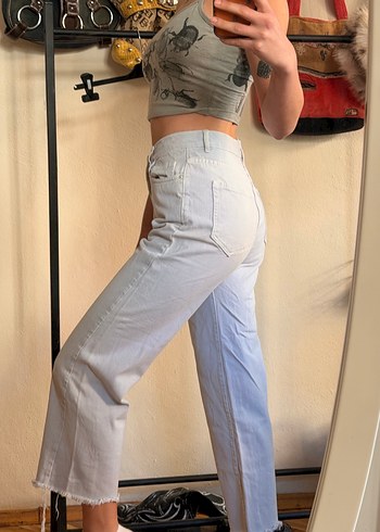 Pull and bear bol kesim midi kot pantolon - Görsel 2