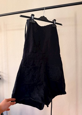 Siyah Straplez Mini Denim Tulum Urban Outfitters - Görsel 4