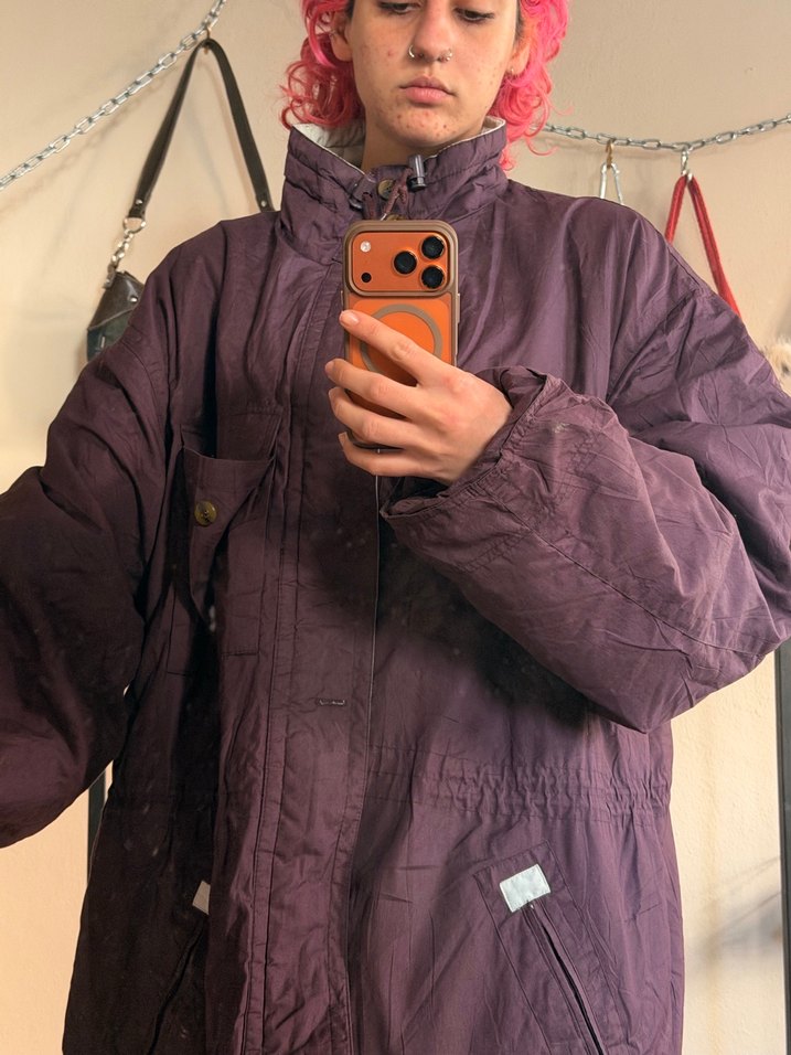 Mor Kadın Midi Kaban, Kürklü, Bol Kesim - Görsel 5