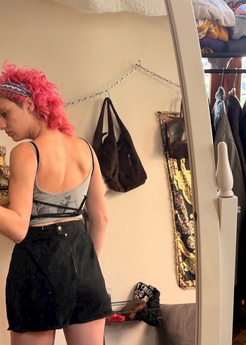 Siyah Straplez Mini Denim Tulum Urban Outfitters - Görsel 3