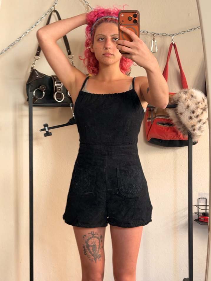 Siyah Straplez Mini Denim Tulum Urban Outfitters - Görsel 2