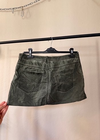 Haki Renkli Denim Mini Etek - Görsel 5