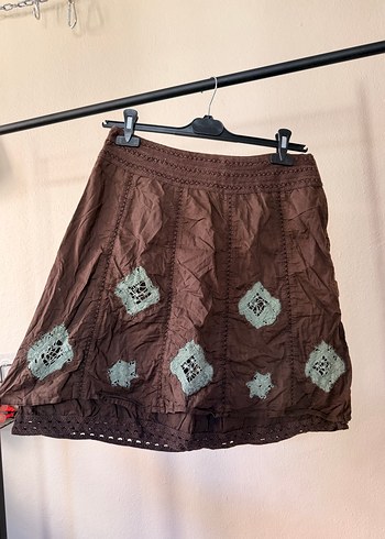 Dantel Detaylı Nakışlı Bohem Mini Etek - Görsel 3