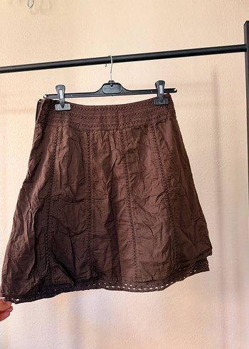 Dantel Detaylı Nakışlı Bohem Mini Etek - Görsel 4