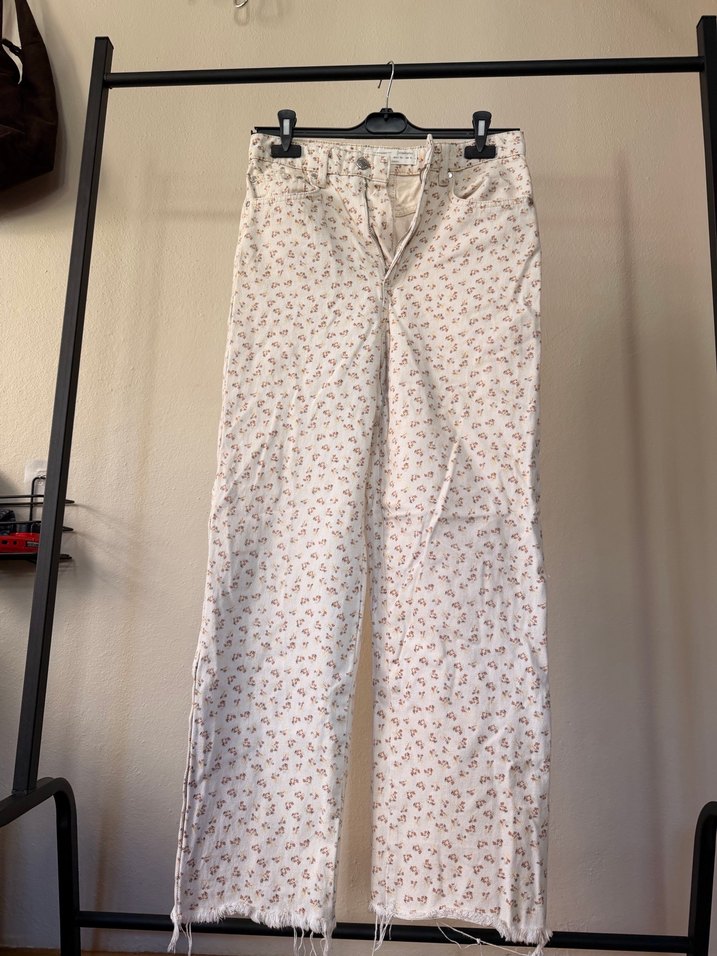 Düğmeli, Baskılı, Pamuklu Beyaz Midi Kot - Görsel 4