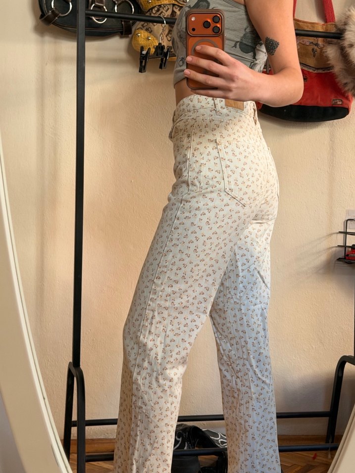 Düğmeli, Baskılı, Pamuklu Beyaz Midi Kot - Görsel 2