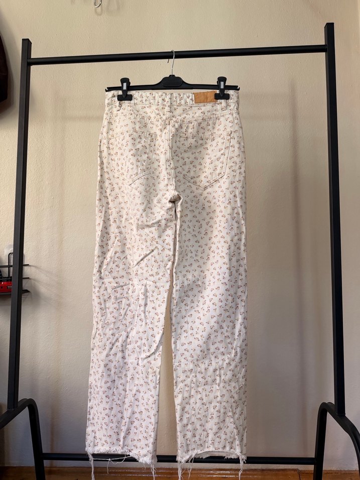 Düğmeli, Baskılı, Pamuklu Beyaz Midi Kot - Görsel 5