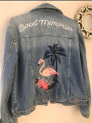 Flamingo detaylı kot ceket