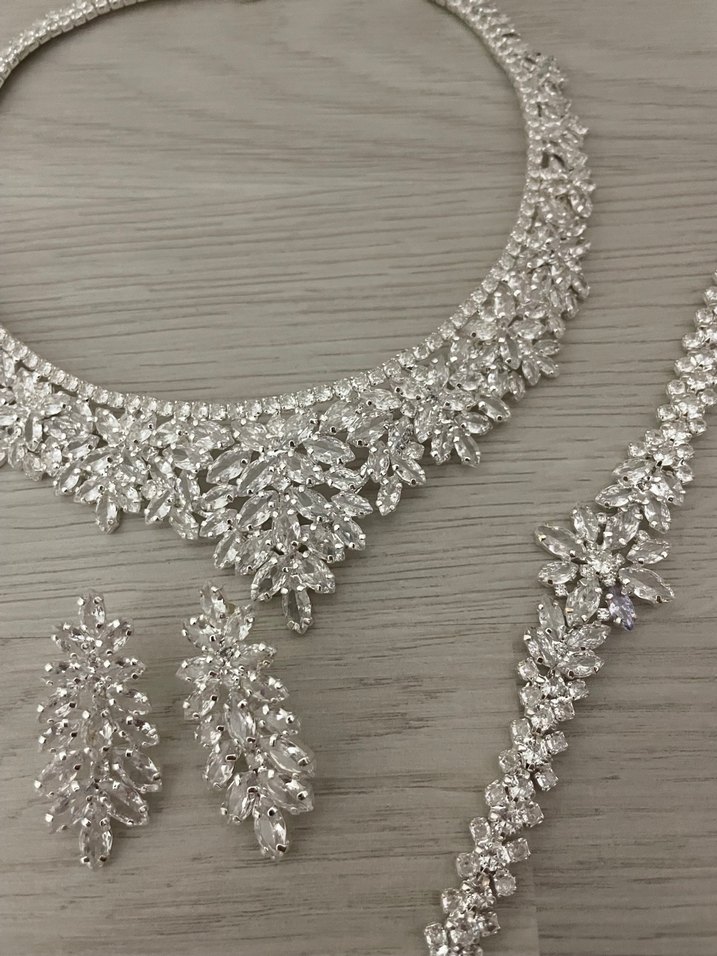 İşlemeli Beyaz Boncuklu Gelin set takımı - Görsel 4