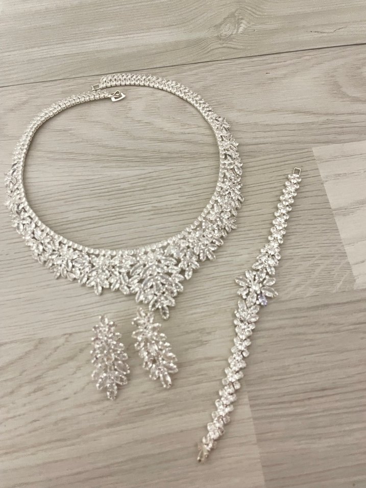 İşlemeli Beyaz Boncuklu Gelin set takımı - Görsel 2