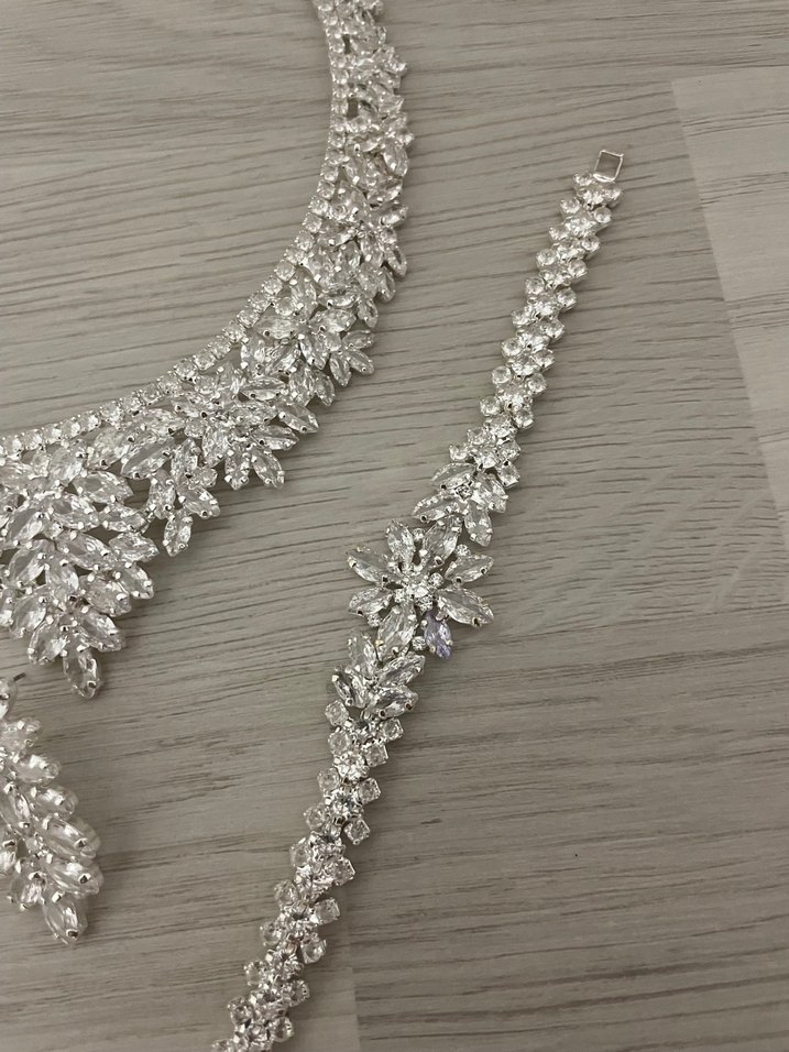 İşlemeli Beyaz Boncuklu Gelin set takımı - Görsel 3