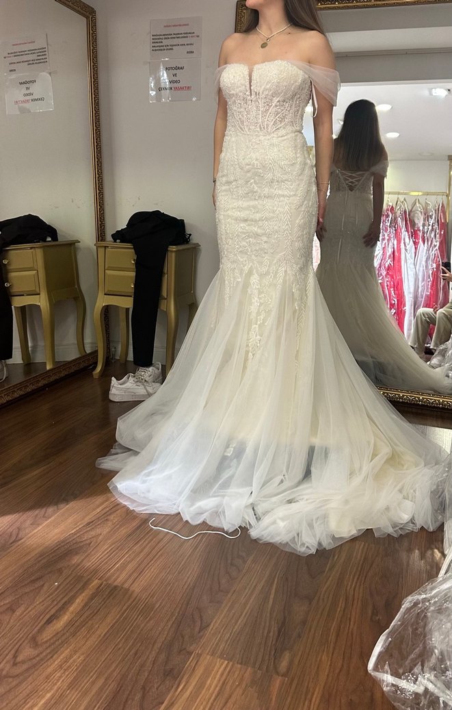 Askılı Uzun Kuyruklu balık Gelinlik demonte kuyruklu - Görsel 4